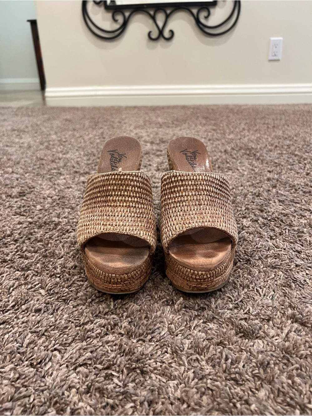 Very Volatile Woven Slide Wedge Sandals - Tan